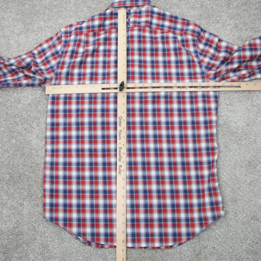Banana Republic Camden Fit Shirt Mens Medium Red/Blue Custom 078 Wash L/S Cotton